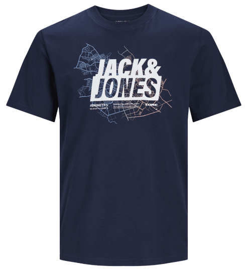 Jack & Jones JCOMAP LOGO T-Shirt Navy Blazer - Trička - Trička nadměrné velikosti - 2XL-14XL