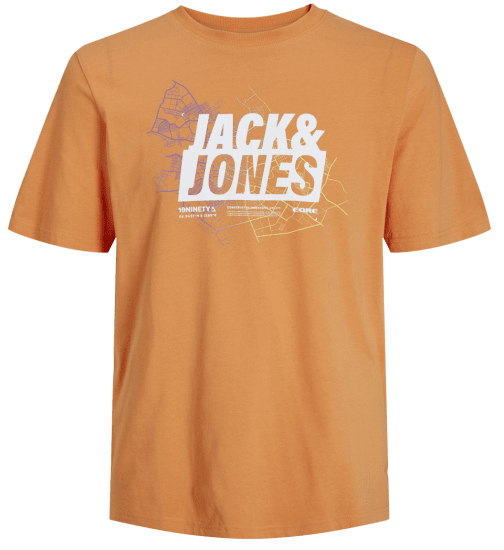 Jack & Jones JCOMAP LOGO T-Shirt Tangerine - Trička - Trička nadměrné velikosti - 2XL-14XL