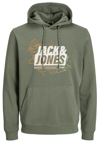 Jack & Jones JCOMAP LOGO SWEAT Hoodie Agave Green - Mikiny & mikiny s kapucí - Mikiny & Mikiny s kapucí 2XL-12XL