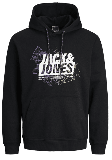 Jack & Jones JCOMAP LOGO SWEAT Hoodie Black - Mikiny & mikiny s kapucí - Mikiny & Mikiny s kapucí 2XL-12XL