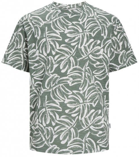 Jack & Jones JORLAFAYETTE AOP T-Shirt Laurel Wreath - Trička - Trička nadměrné velikosti - 2XL-14XL