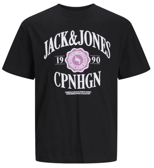 Jack & Jones JORLUCCA BRANDING T-Shirt Black - Trička - Trička nadměrné velikosti - 2XL-14XL