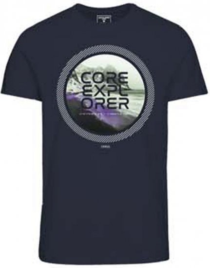 Jack & Jones JCOLOGO PRINT T-Shirt Navy Blazer - Trička - Trička nadměrné velikosti - 2XL-14XL