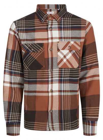 Jack & Jones Darren Flannel Overshirt hnědá - Košile - Košile 2XL-10XL