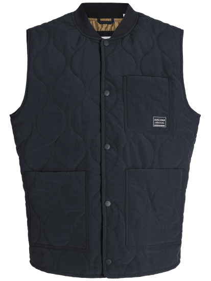 Jack & Jones Hero Liner Quilted Gilet Vest Black - Vesty - Vesty ve velkých velikostech