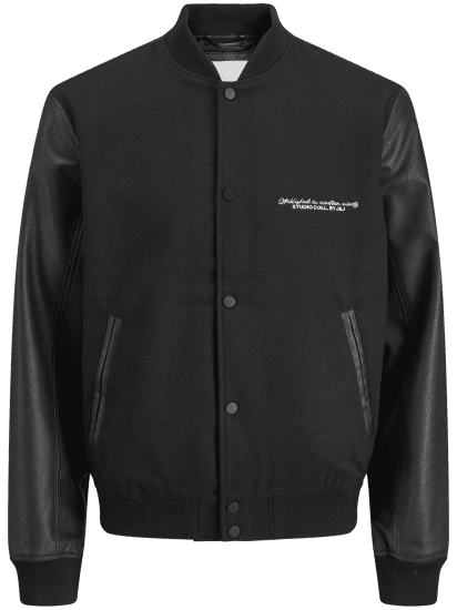 Jack & Jones Ross College Baseball Bomber Jacket Black - Bundy - Bundy Nadměrné Velikosti - 2XL-8XL