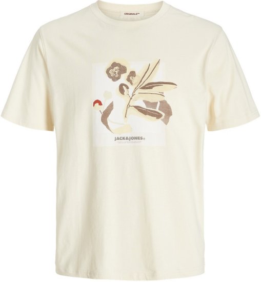 Jack & Jones Almeria Front Print Crew Neck T-Shirt Antique White - Trička - Trička nadměrné velikosti - 2XL-14XL
