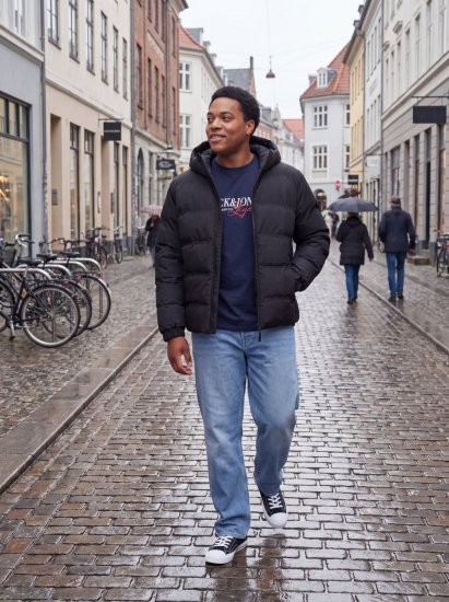 Jack & Jones Sage Prošívaná bunda Černá - Bundy - Bundy Nadměrné Velikosti - 2XL-8XL
