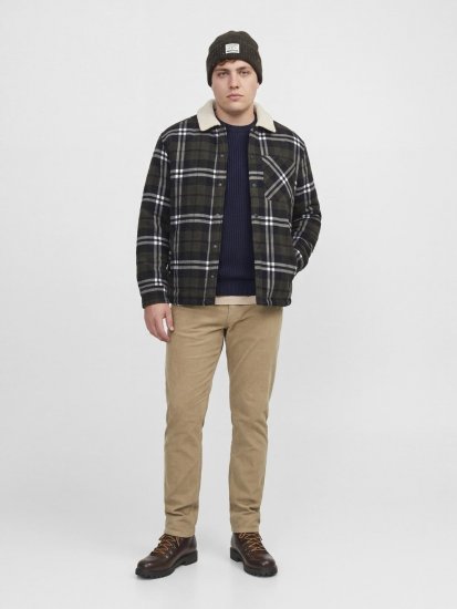 Jack & Jones Zac Teddy Košilová bunda Zelená - Bundy - Bundy Nadměrné Velikosti - 2XL-8XL