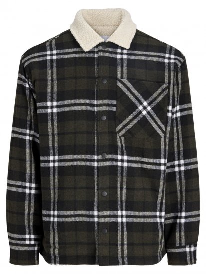 Jack & Jones Zac Teddy Košilová bunda Zelená - Bundy - Bundy Nadměrné Velikosti - 2XL-8XL