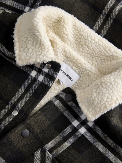 Jack & Jones Zac Teddy Košilová bunda Zelená - Bundy - Bundy Nadměrné Velikosti - 2XL-8XL