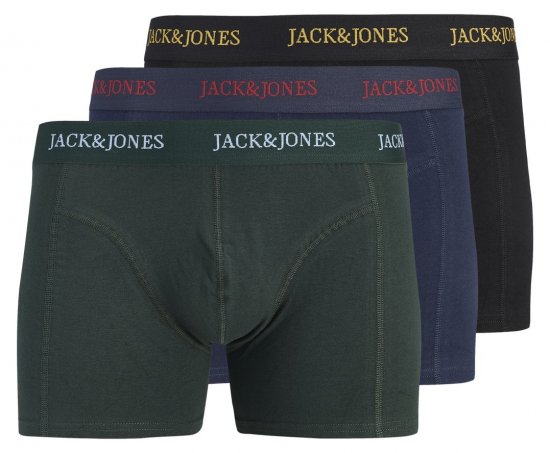 Jack & Jones Blaze Solid Boxerky 3 ks Černá/Námořnická modrá/Zelená - Boxerky - Boxerky 2XL-12XL