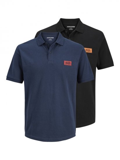 Jack & Jones Rush polokošile 2 ks černá/námořnická modrá - Polokošile - Polokošile 2XL-8XL - Trička s límečkem 2XL-8XL