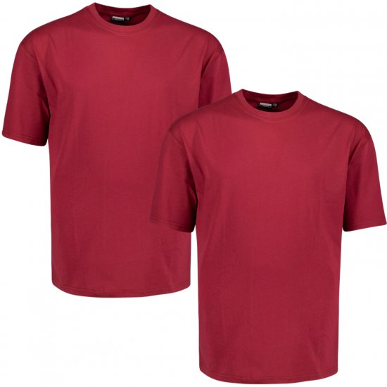 Adamo Marlon Comfort fit 2-pack T-shirt Burgundy - Trička - Trička nadměrné velikosti - 2XL-14XL