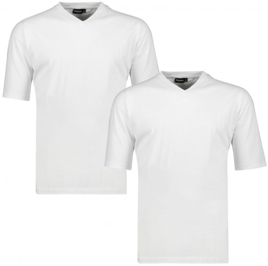 Adamo Maverick Comfort fit 2-pack V-neck T-shirt White - Trička - Trička nadměrné velikosti - 2XL-14XL