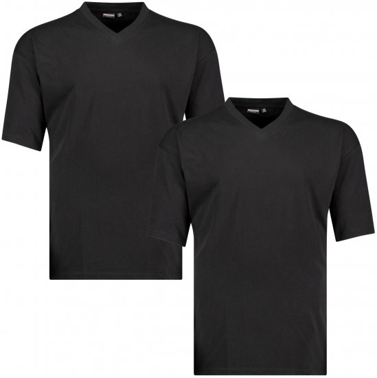 Adamo Maverick Comfort fit 2-pack V-neck T-shirt Black - Trička - Trička nadměrné velikosti - 2XL-14XL