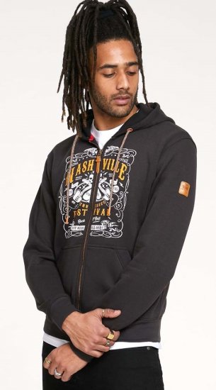 D555 KNEBWORTH Full Zip Hoody With Chest Print Black - Mikiny & Mikiny s kapucí - Mikiny & Mikiny s kapucí 2XL-12XL