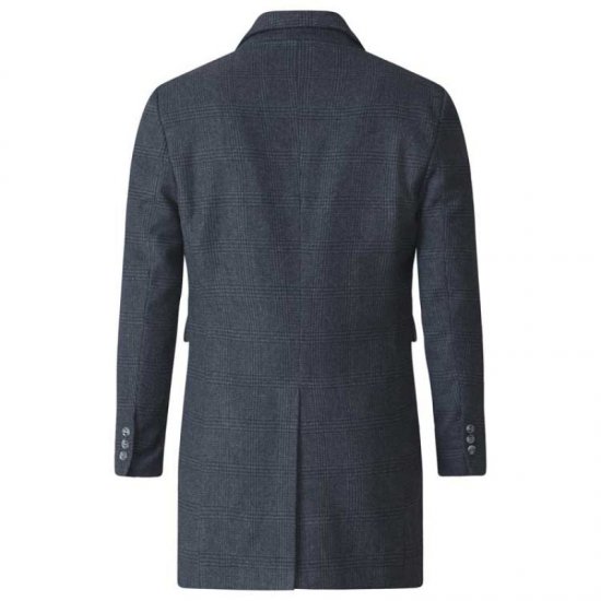 D555 Terry Checked Overcoat Charcoal - Bundy - Bundy Nadměrné Velikosti - 2XL-8XL