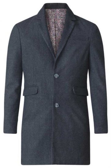 D555 Terry Checked Overcoat Charcoal - Bundy - Bundy Nadměrné Velikosti - 2XL-8XL