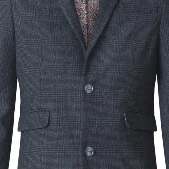 D555 Terry Checked Overcoat Charcoal - Bundy - Bundy Nadměrné Velikosti - 2XL-8XL