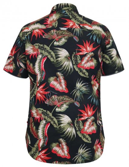 D555 LENNOX Hawaiian AO Print Shirt Black - Košile - Košile 2XL-10XL