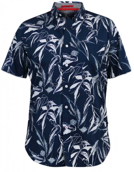 D555 FINLEY Hawaiian AO Print Shirt Navy - Košile - Košile 2XL-10XL