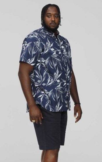 D555 FINLEY Hawaiian AO Print Shirt Navy - Košile - Košile 2XL-10XL