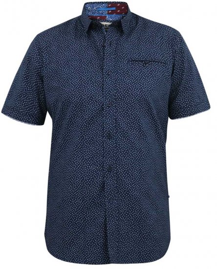 D555 BRODY S/S Micro AO Print Shirt Navy - Košile - Košile 2XL-10XL