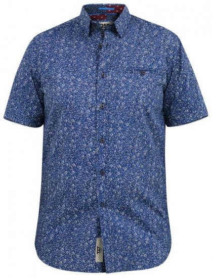 D555 KYLE S/S Micro AO Print Shirt Blue - Košile - Košile 2XL-10XL