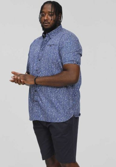 D555 KYLE S/S Micro AO Print Shirt Blue - Košile - Košile 2XL-10XL