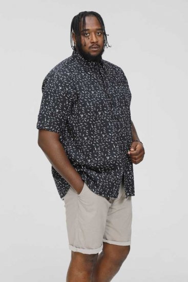D555 BEAU S/S AO Leaf Print Shirt Navy - Košile - Košile 2XL-10XL