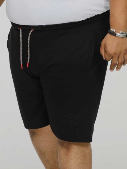 D555 STEFAN1 Elasticated Waist Loop Back Shorts Black - Tepláky & kraťasy - Tepláky a Teplákové Kraťasy 2XL-12XL
