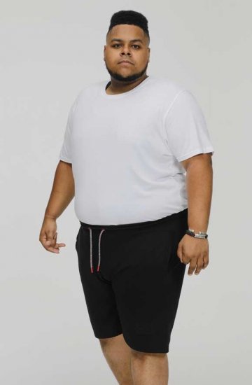 D555 STEFAN1 Elasticated Waist Loop Back Shorts Black - Tepláky & kraťasy - Tepláky a Teplákové Kraťasy 2XL-12XL