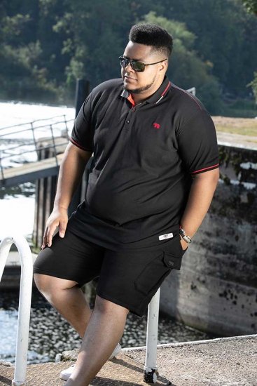 D555 SALFORD 2 Pique Polo Black - Polokošile - Polokošile 2XL-8XL - Trička s límečkem 2XL-8XL
