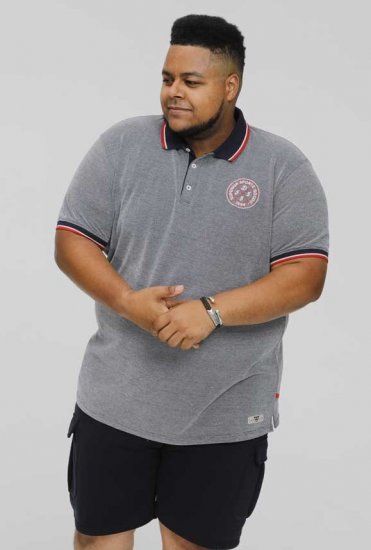D555 KEMSTON Birds Eye Pique Polo Navy/White - Polokošile - Polokošile 2XL-8XL - Trička s límečkem 2XL-8XL