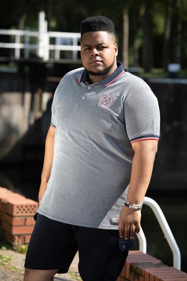 D555 KEMSTON Birds Eye Pique Polo Navy/White - Polokošile - Polokošile 2XL-8XL - Trička s límečkem 2XL-8XL