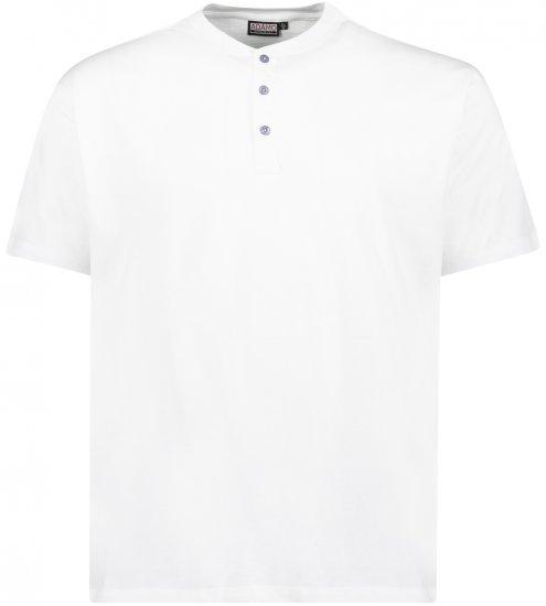 Adamo Silas Regular fit Serafino T-shirt White - Trička - Trička nadměrné velikosti - 2XL-14XL