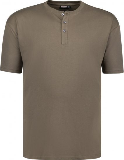 Adamo Silas Regular fit Serafino T-shirt Khaki - Trička - Trička nadměrné velikosti - 2XL-14XL