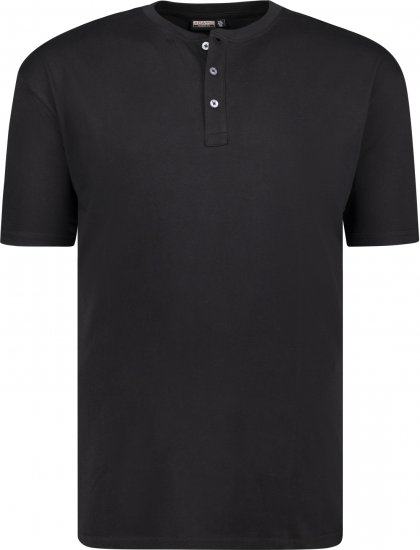 Adamo Silas Regular fit Serafino T-shirt Black - Trička - Trička nadměrné velikosti - 2XL-14XL