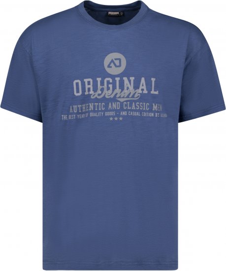 Adamo Sandro Regular fit Slub effect T-shirt Indigo Blue - Trička - Trička nadměrné velikosti - 2XL-14XL