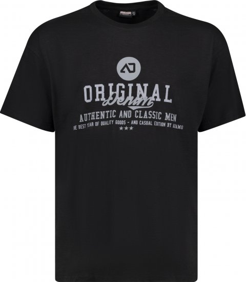 Adamo Sandro Regular fit Slub effect T-shirt Black - Trička - Trička nadměrné velikosti - 2XL-14XL