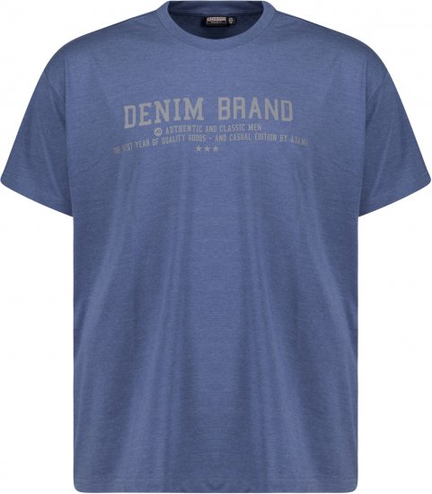 Adamo Simon Regular fit Printed T-shirt Denim Blue - Trička - Trička nadměrné velikosti - 2XL-14XL