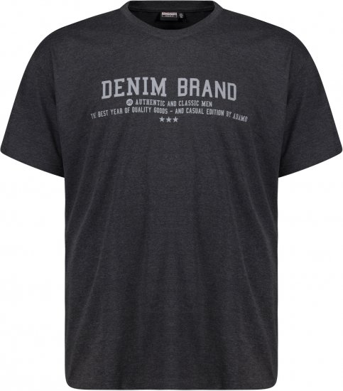 Adamo Simon Regular fit Printed T-shirt Charcoal - Trička - Trička nadměrné velikosti - 2XL-14XL