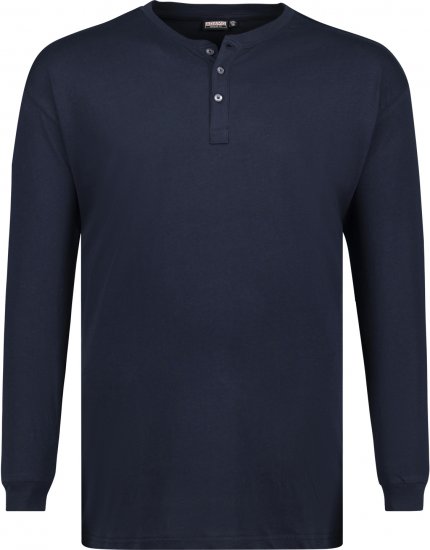 Adamo Sven Regular fit Serafino Long sleeve T-shirt Navy - Trička - Trička nadměrné velikosti - 2XL-14XL
