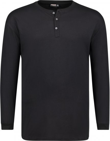 Adamo Sven Regular fit Serafino Long sleeve T-shirt Black - Trička - Trička nadměrné velikosti - 2XL-14XL
