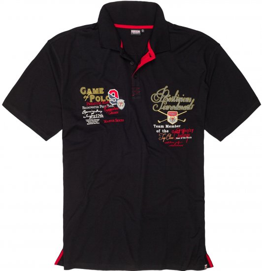 Adamo DURBAN Regular fit Polo Shirt Black - Polokošile - Polokošile 2XL-8XL - Trička s límečkem 2XL-8XL