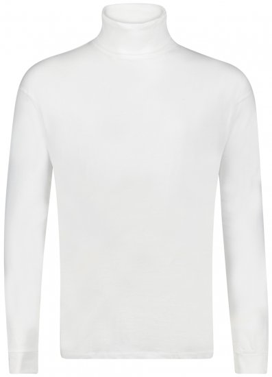 Adamo Fabio Comfort fit Turtleneck Long sleeve T-shirt White - Trička - Trička nadměrné velikosti - 2XL-14XL