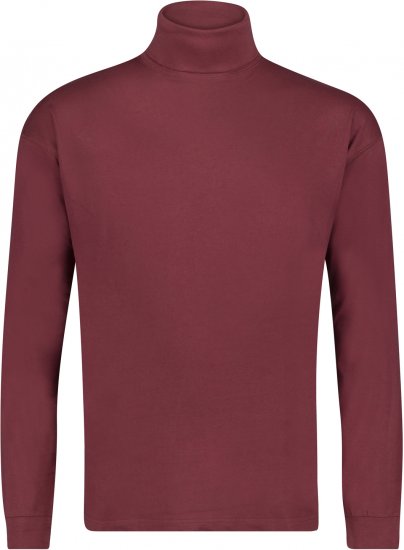 Adamo Fabio Comfort fit Turtleneck Long sleeve T-shirt Burgundy - Trička - Trička nadměrné velikosti - 2XL-14XL