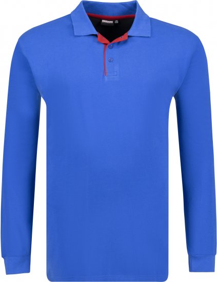Adamo Peter Comfort fit Long sleeve Polo Blue - Polokošile - Polokošile 2XL-8XL - Trička s límečkem 2XL-8XL
