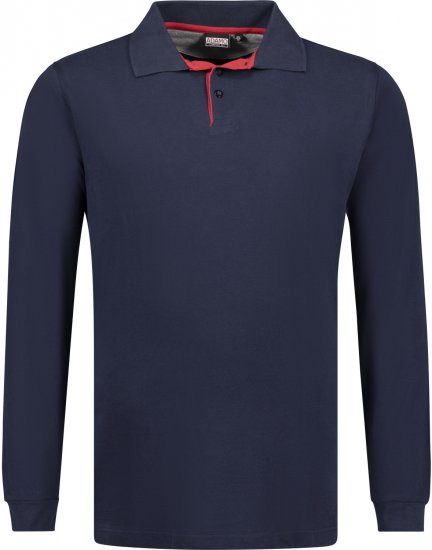 Adamo Peter Comfort fit Long sleeve Polo Navy - Polokošile - Polokošile 2XL-8XL - Trička s límečkem 2XL-8XL